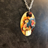 Couple with Flowers Tin Necklace