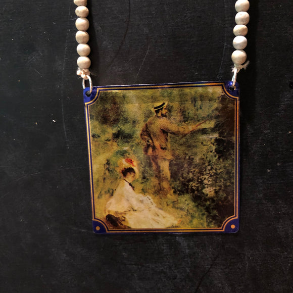 Renoir with Blue Beaded Tin Necklace