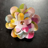 Large Pastel Checkered Flower Brooch
