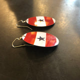 Red and White with Blue Star Oval Tin Earrings