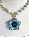 Blue Flower Tin Necklace
