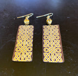 Celtic Vines Tin Earrings with Gold Bead