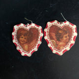 Lace Heart with Cupid Tin Earring