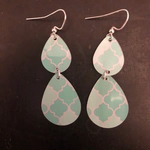 Tiered Turquoise and Aqua Teardrop Tin Earrings