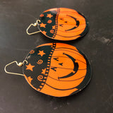 Happy Wizard Pumpkin Tin Earrings
