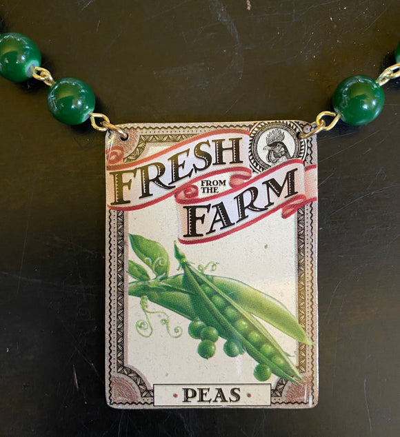 Farm Fresh Peas Tin Necklace