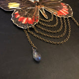 Red Admiral Butterfly Tin Necklace with Beads