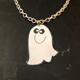 Small White Ghost Tin Necklace