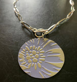 Lavender and Silver Flower Tin Necklace