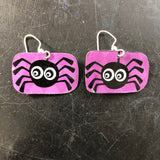 Purple with Black Spider Tin Earring