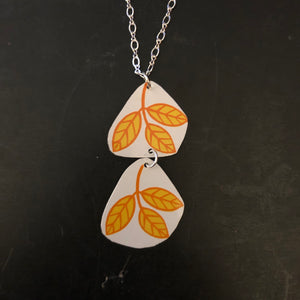 Layers of Yellow and Orange Leaf Tin Necklace
