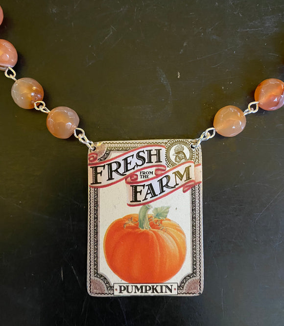 Farm Fresh Pumpkin Tin Necklace