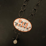 Happy Halloween Beaded Tin Necklace