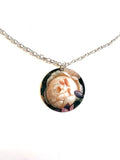 Cream Rose Circle Tin Necklace