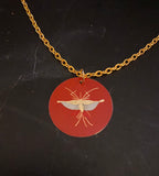 Moth on Red Tin Necklace