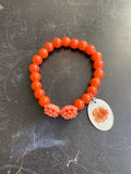 Orange Glass and Resin Flower Tin Charm Bracelet