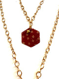 Adjustable Red and Gold Polkadot and Chandelier Crystal Tin Necklace