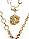 Adjustable Lavender Floral and Carved Flower Bead Tin Necklace