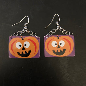 Excited Pumpkin Tin Earring