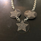 Three Chalk Star Tin Necklace