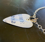 Light Blue and Cream Heart Tin Necklace