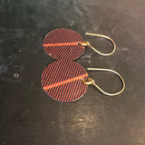 Burgundy Plaid Circles Tin Earrings