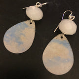 Cloudy Sky Teardrop Tin Earrings with Beads