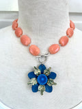 Blue Floral Tin Necklace