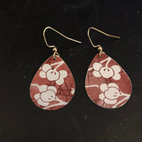 Red Cherry Blossom Teardrop Tin Earrings