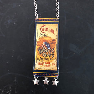 Columbian Rolled White Oats Tin Necklace