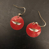Gold Butterfly on Red Tin Earrings