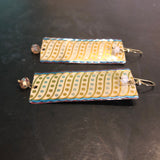 Blue with Dots Rectangle Tin Earrings