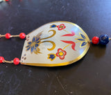 Navy and Red Floral Tin Necklace