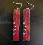 Chinese Artwork with Cherry Blossoms Tin Earrings