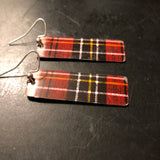 Red and Black Rectangle Tin Earrings
