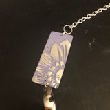 Lavender and Silver Flower Tin Necklace with Silver Links