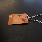 Orange with Stars Tin Necklace