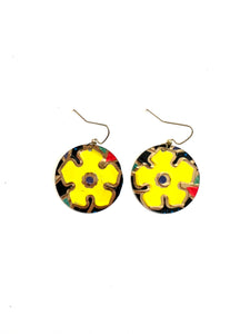 Yellow Flower Tin Earrings