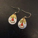 White and Red Flower Tin Earrings