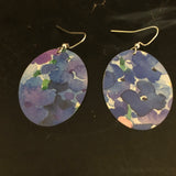 Blue and Purple Watercolor Floral Tin Earrings