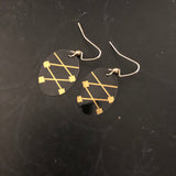 Black and Gold Lace Up Tin Earrings