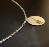 Hummingbird Oval Tin Necklace