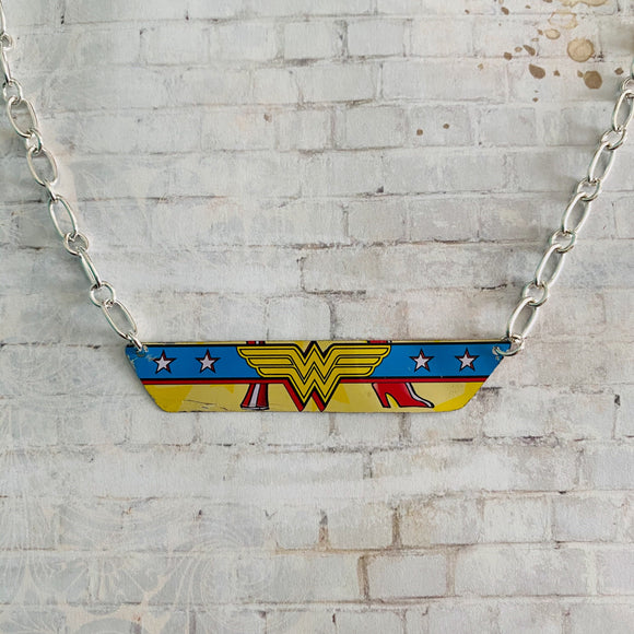 Wonder Woman Logo with Boots Tin Necklace