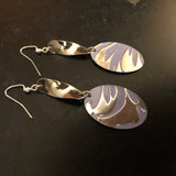 Lavender and Silver Abstract Floral Tin Earrings with Silver Links