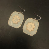 Light Blue with White Flower Tin Earrings