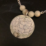 White Flower with Amazonite Beads Tin Necklace