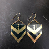Gold Strips and Dots Tin Earrings with Chain