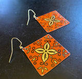 Orange and Gold Filigree Tin Earrings