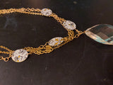 Multi Strand Gold with Oval Tin Necklace and Crystal