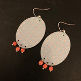 Large Teardrop Blue and Pink Patterned Tin Earrings